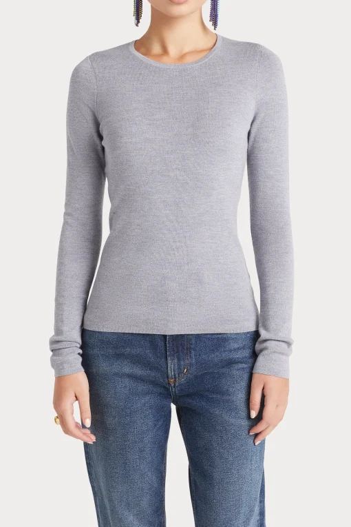 Husk MERINO CREW - Grey Marle
