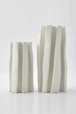 Husk Pleat Vase - Ivory
